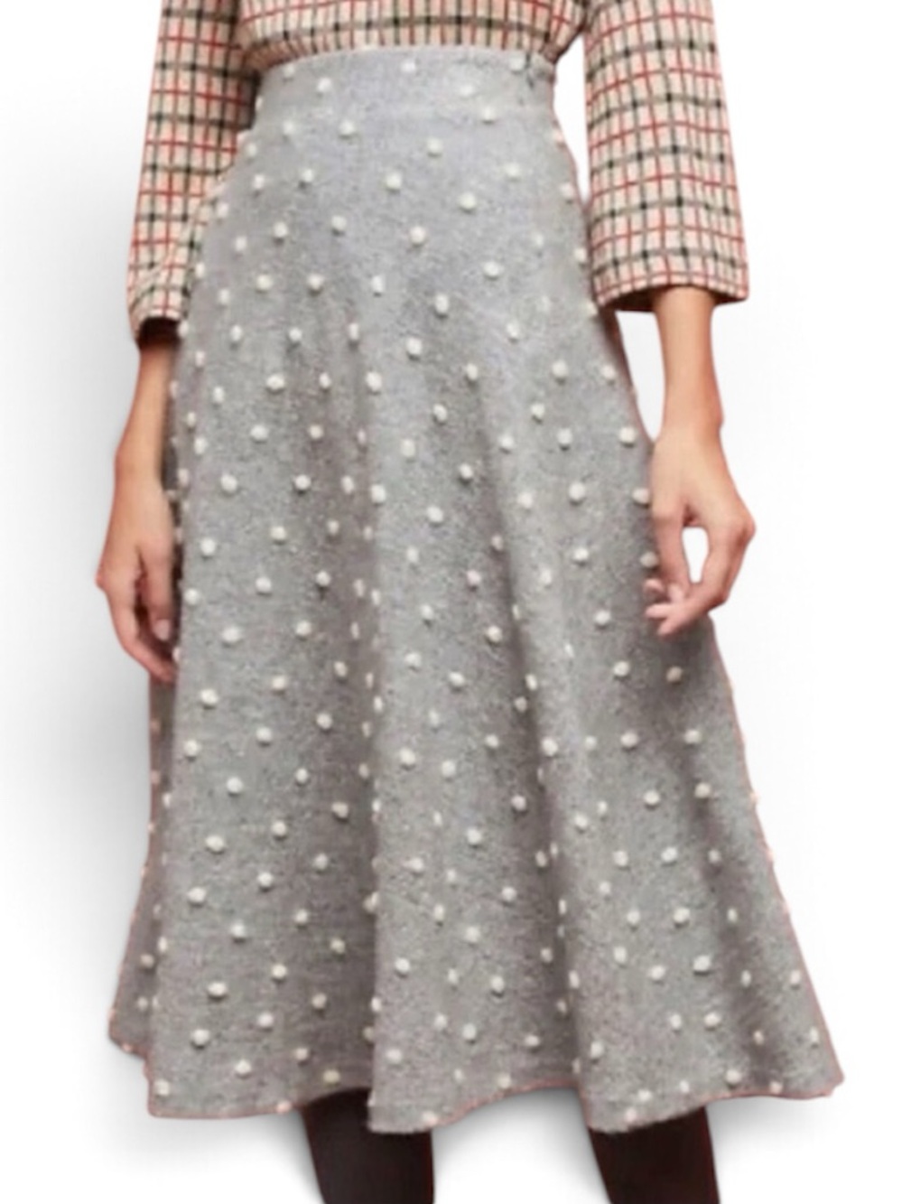 Maeve Gray Wool Size XSmall Pom-Pom A-Line Skirt from Anthropologie